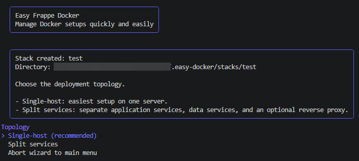 Split Services topology menu