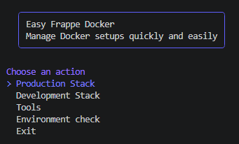 Easy Docker main menu